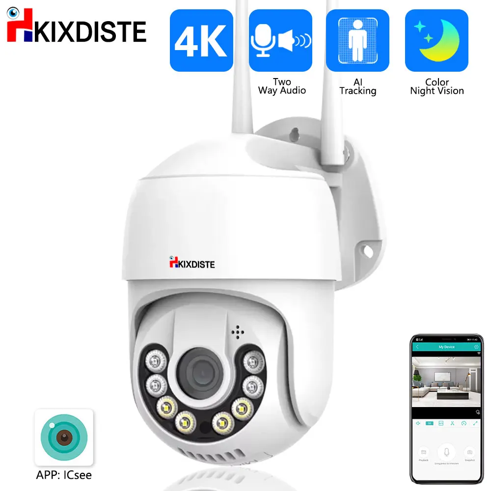 

4K 5MP HD Color Night Vision Surveillance Camera Wireless WIFI IP Outdoor Smart Human Detection CCTV Security Camera IP66 ICsee