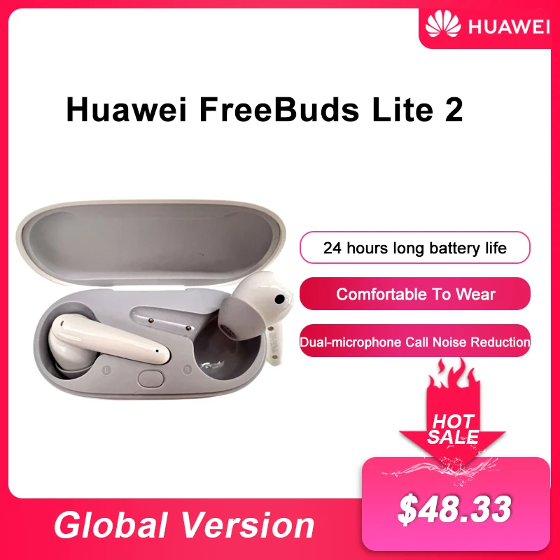 New HUAWEI FreeBuds Lite 2 Bluetooth Earphone Noise Reduction Wireless Headphones In-Ear Dual-microphone Call Sports Headset