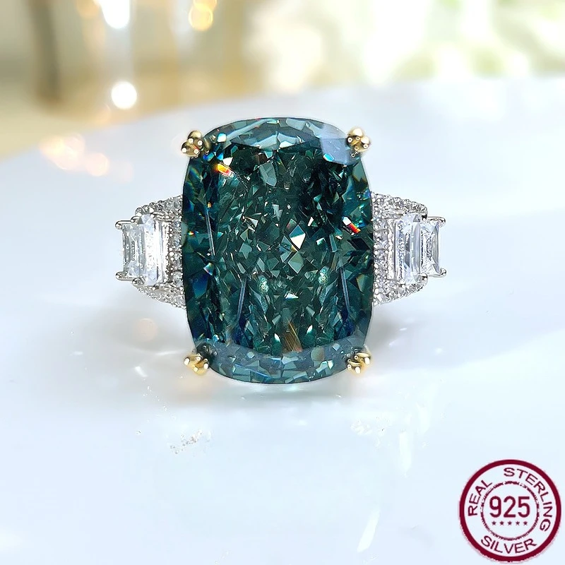 

New luxury heavy industry luxury setting S925 pure silver ring with crushed ice cutting, high-end temperament, wedding jewelry
