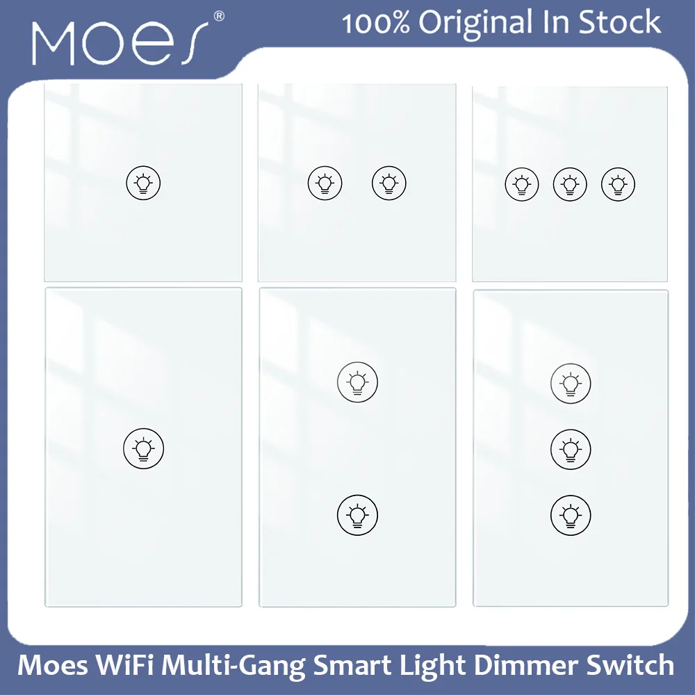 Moes Tuya Multi-Gang Smart Light Dimmer Switch WiFi APP Remote Control Timer Control Voice Control Work Smart Life Tuya APP