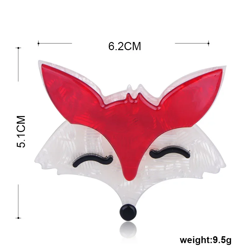 Blucome Latest Lovely Red Fox Shape Brooches Striated Acrylic Jewelry For Children Girls Scarf Hat Bag Corsage Pin