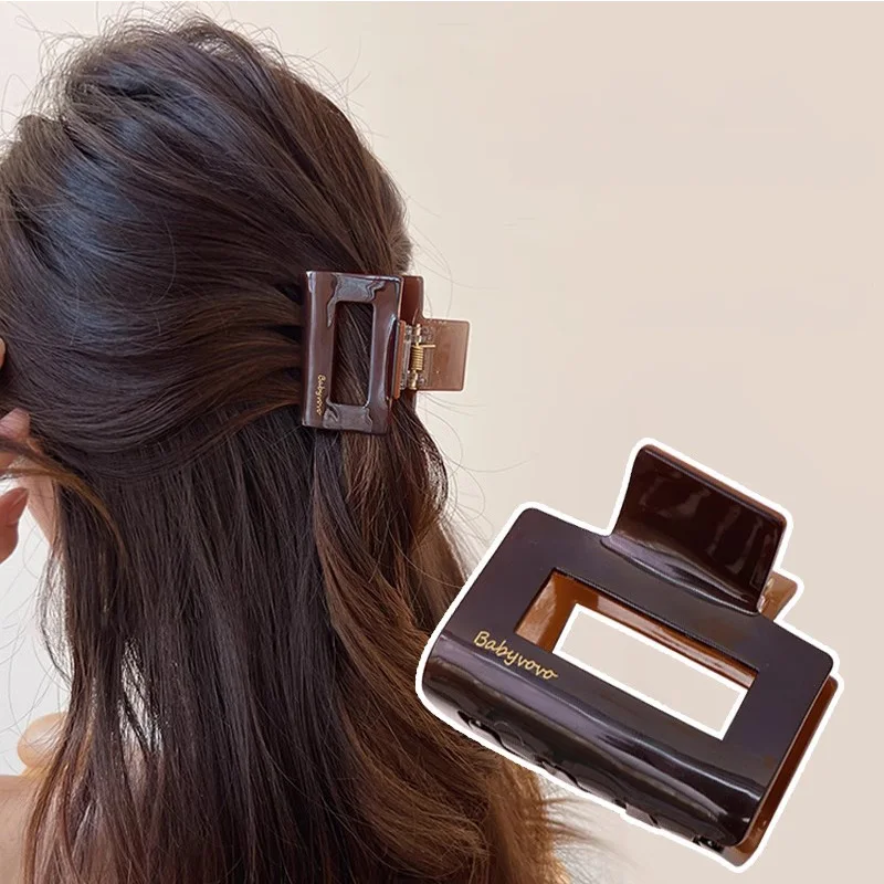 New Acetic Acid Brown Heart Rectangle Hair Claw For Women Girls Headband High Quality Hair Claw Clip Fashion Hair Accessories