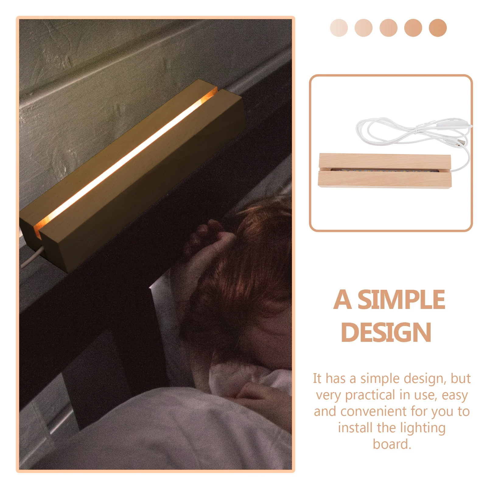 

Night Lamp Accessory Wooden Light Pedestal Stand for LED Display Board Mild Lighting Effect Exquisite Glowing Base for Home