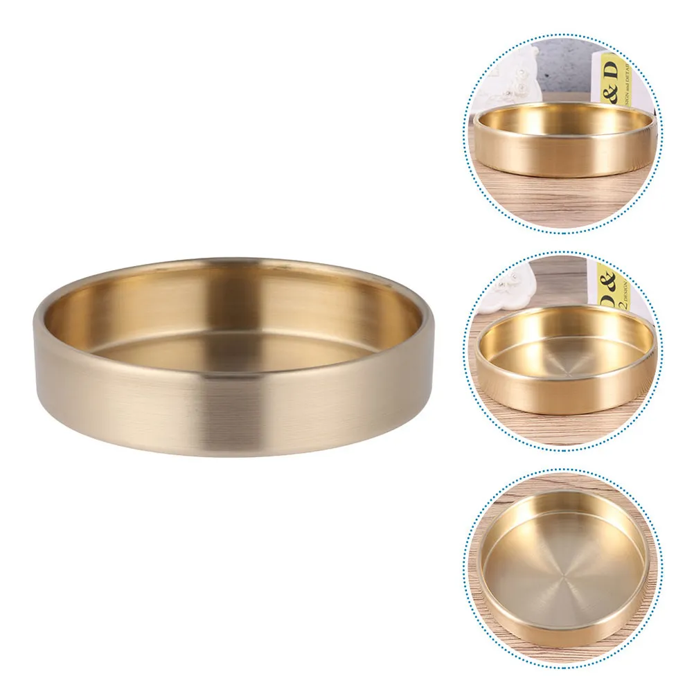Round Brass Storage Tray Exquisite Workmanship Jewelry Dish Holder Multifunctional Desktop Organizer Brass Tray view 6