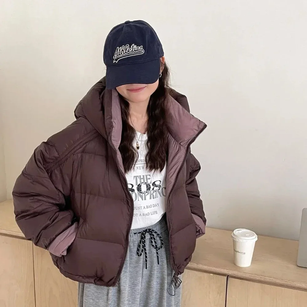 Hooded Warm Short White Duck Down Coat Women Winter Autumn Fashion Parker Down Jacket Female Thick Clothes Loose Puffer Jacket