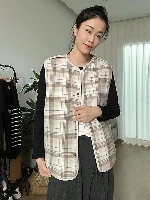 Gilet en fourrure d'agneau japonais coréen haut de gamme pour femmes, grande taille, Vintage artistique, ample, velours côtelé, Jaet