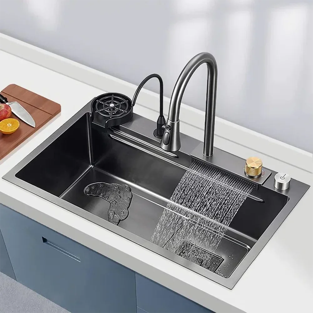 Kinnls Waterfall Smart Kitchen Sink 304 Stainless Steel Sink PRM-1 29