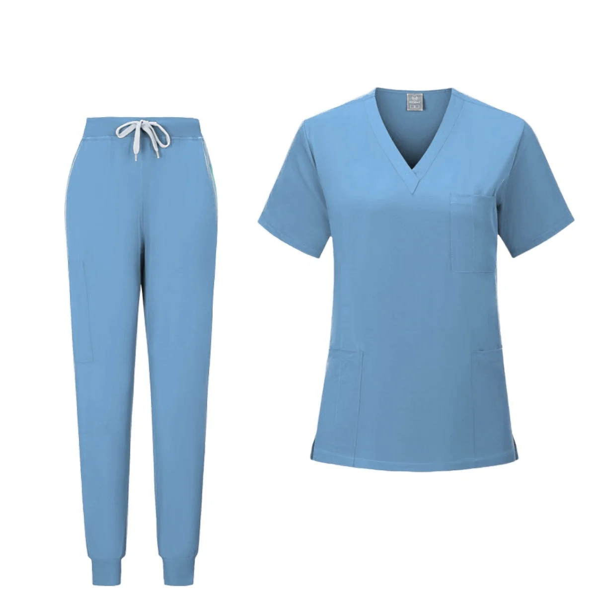 Quality Elastic High Operating Room men and women Medical Uniform Set Short Sleeve Nurse doctor Tops Jogger pants Scrubs Suit