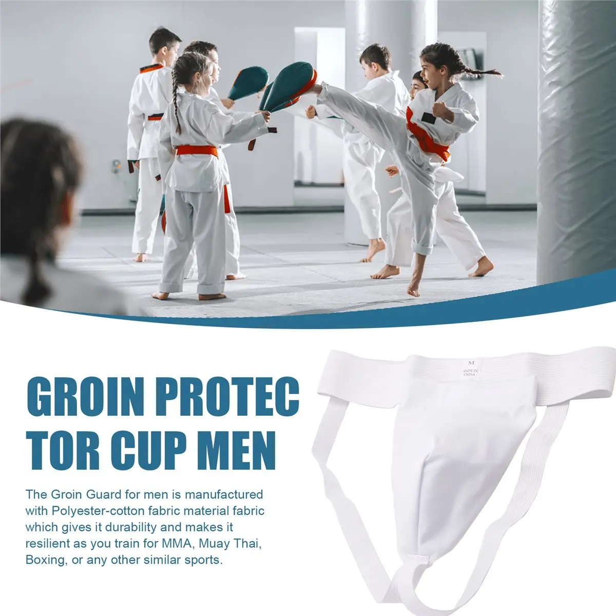 A2516F Perfect ★◀◁Groin Protector Cup Men, Boxing Kickboxing Muay Groin Guard, Ventilated Adjustable, Karate Fighting Training M view 6