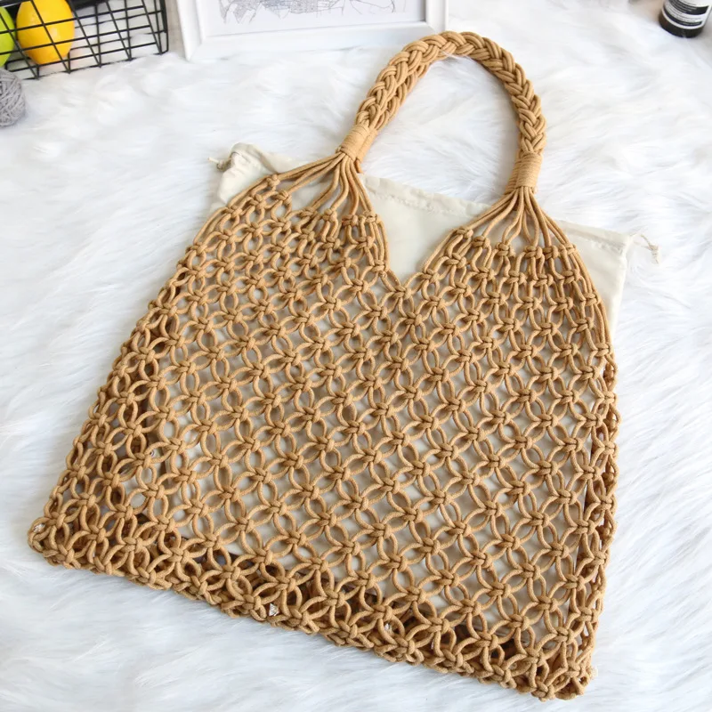 Girl Ins Net Pocket Contains Inner Bladder Bag Hand-woven Bag Single-shoulder Straw Bag Holiday Beach Women's Holiday Bag