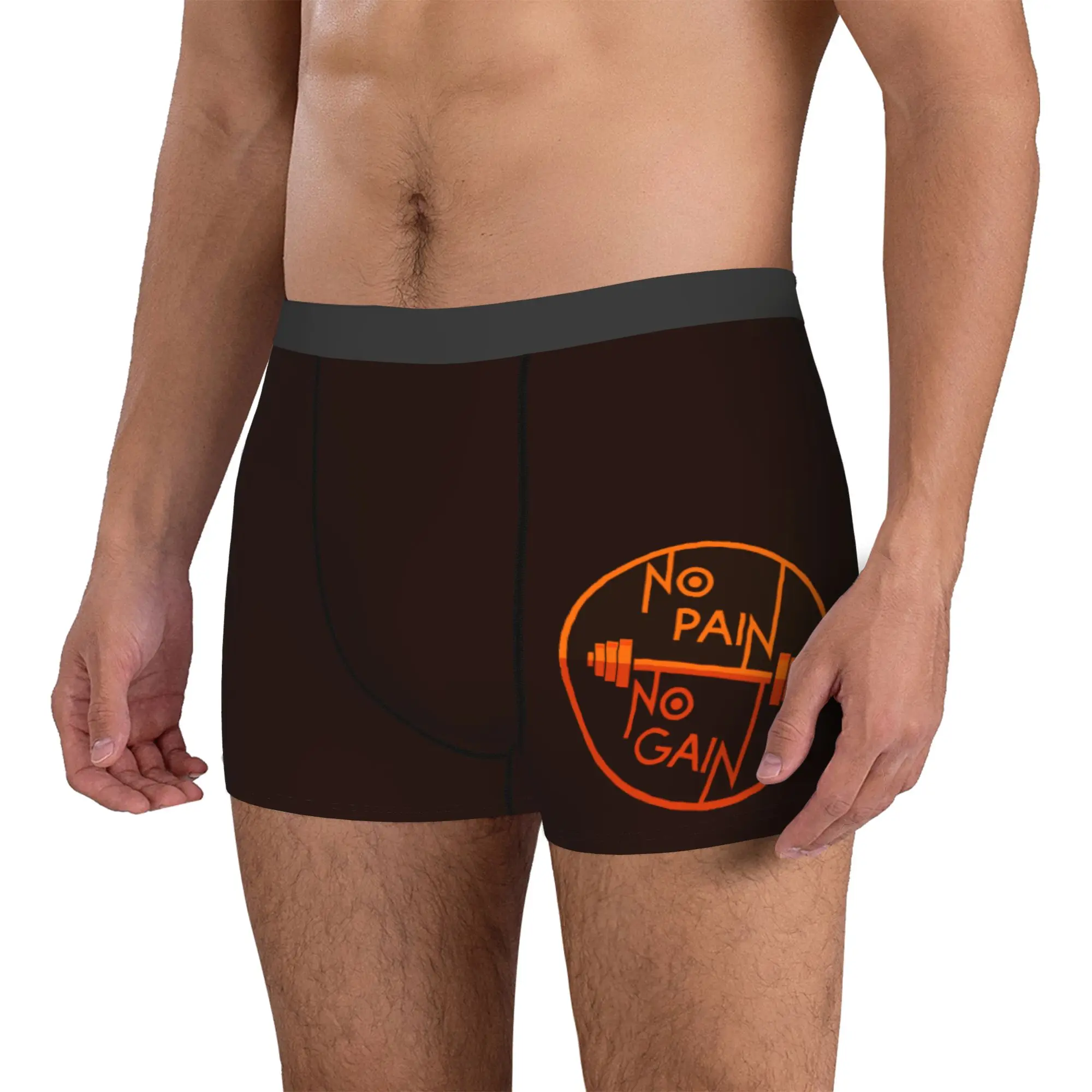 Custom No Pain No Gain Logo Boxers Shorts Mens Gym Bodybuilding  Briefs Underwear Novelty Underpants