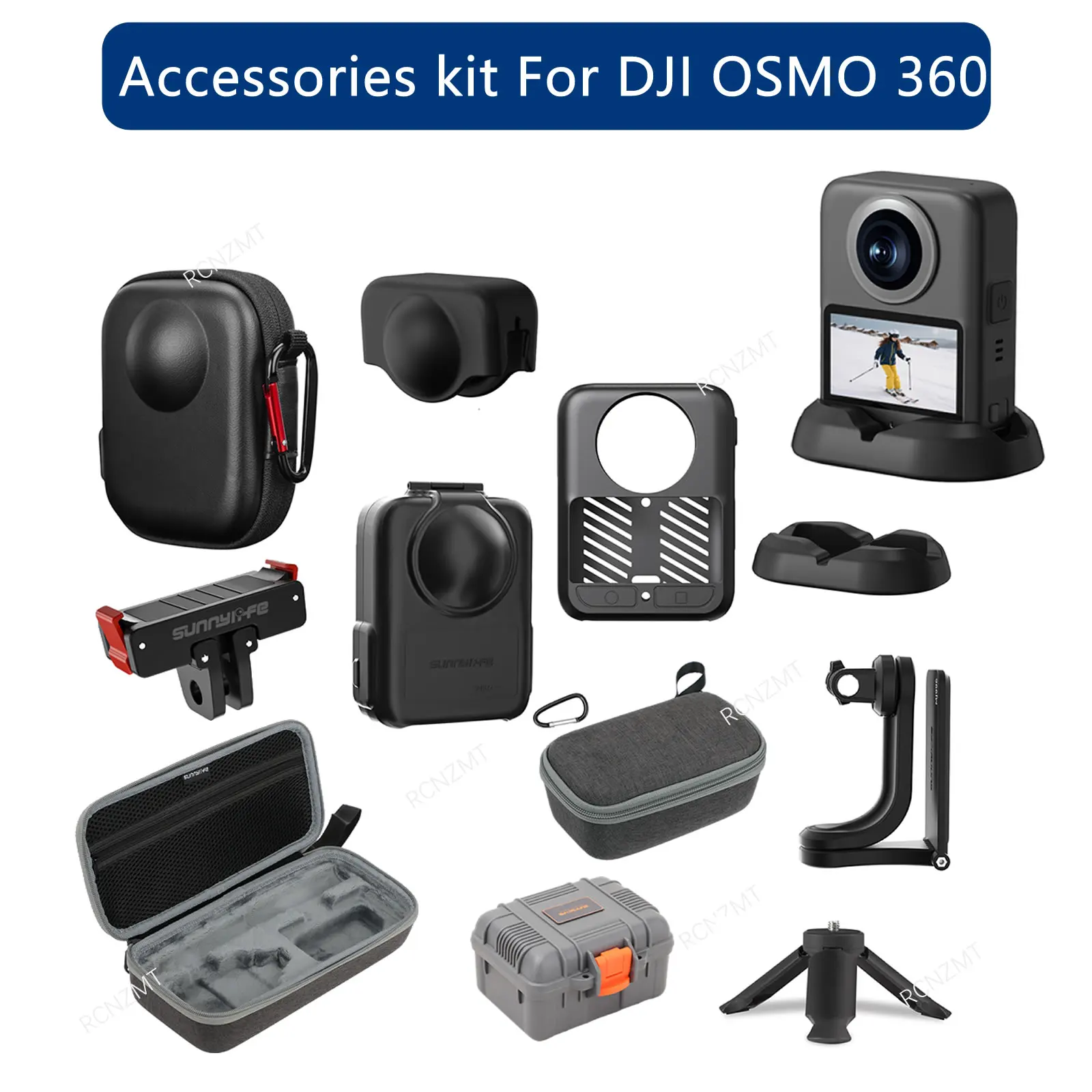Zubehör-Set für DJI OSMO 360, Silikonhülle, Objektivdeckel, Halterung, Schutz, Glas, Erweiterungshalterung, Tasche 2027