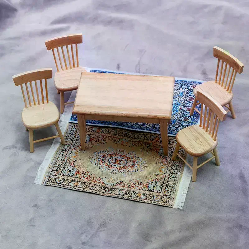 Floral Pattern Mat Mini House Decor Turkish Style Miniature Weaving Rug Dollhouse Carpet Doll Accessories Floor Coverings