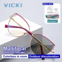 VICKI New Design Progressive Multifocal Glasses Women Geometric Frame Women's  Anti-blue Light Custom Prescription Eyewear 3105