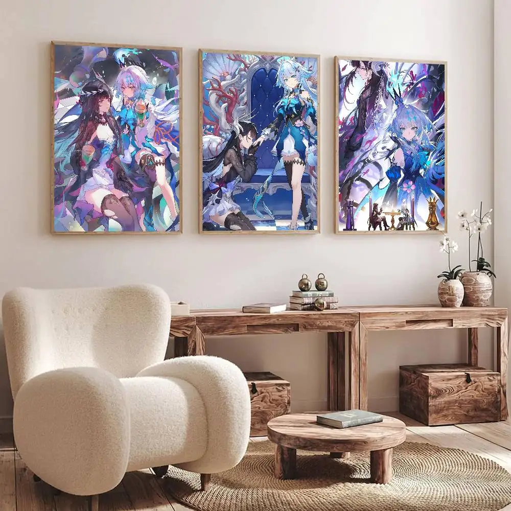 Anime Game Cp Honkai Star Rail Cerydra X Hysilens Posters Fancy Wall Sticker for Living Room Bar Decoration Wall Decor