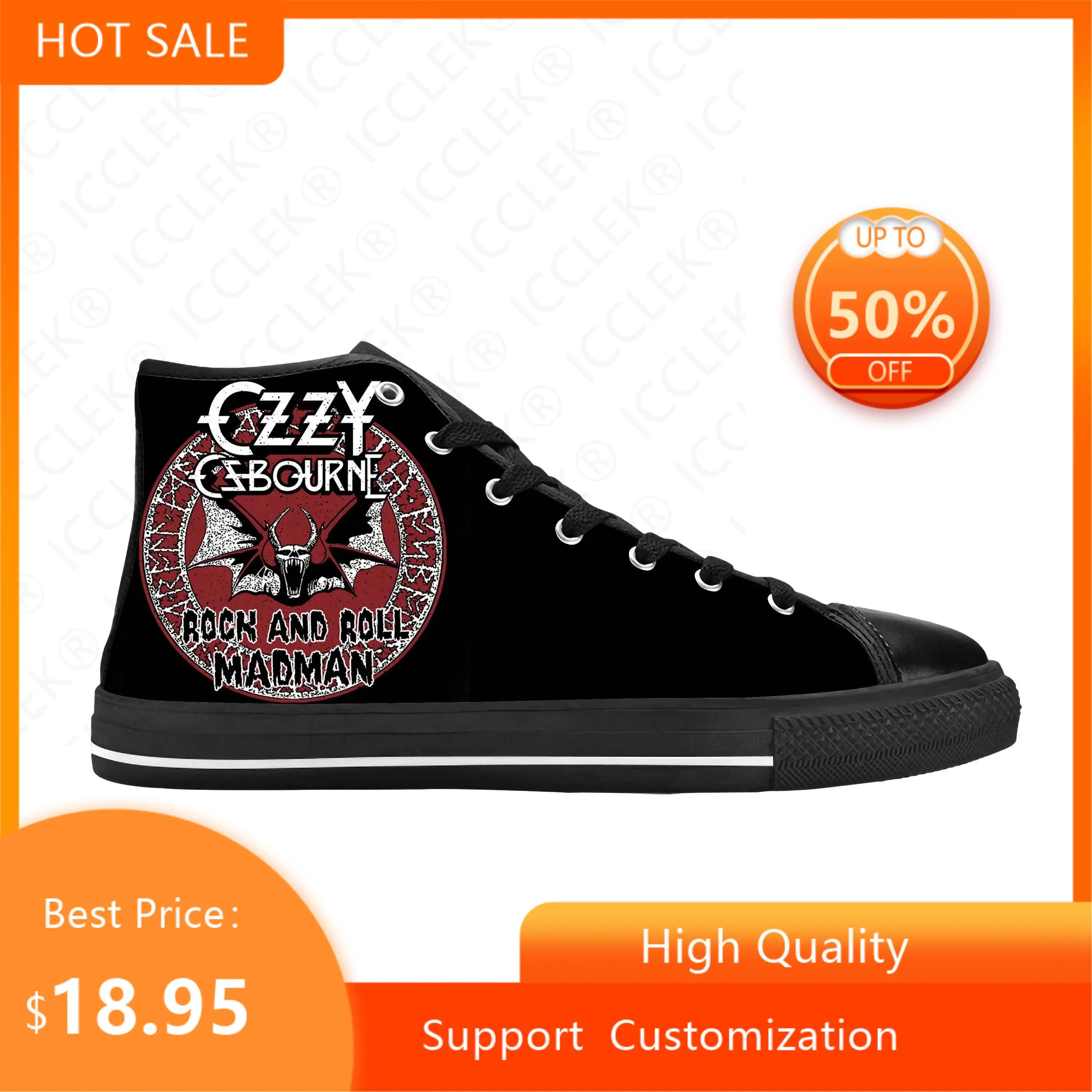 Ozzy Osbourne Rock Band Music Horror Gothic Cool Casual Cloth Shoes High Top Comfortable Breathable 3D Print Men Women Sneakers