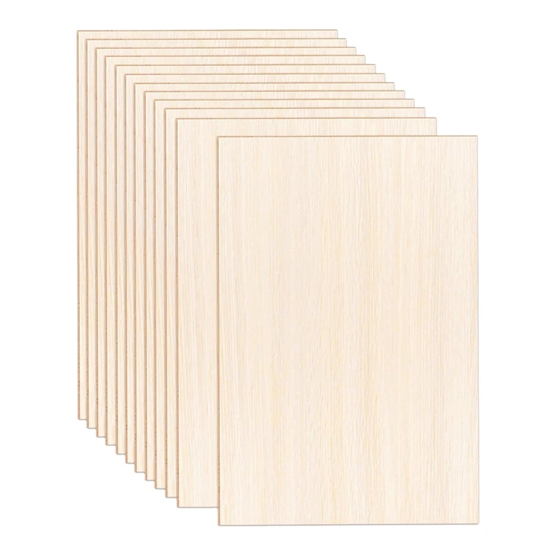 12 Pack Sheets 12 X 8 X 1/13 Inch Thin Plywood Wood Sheets Balsa Wood Sheets For Crafts Unfinished Wood Squares Boards