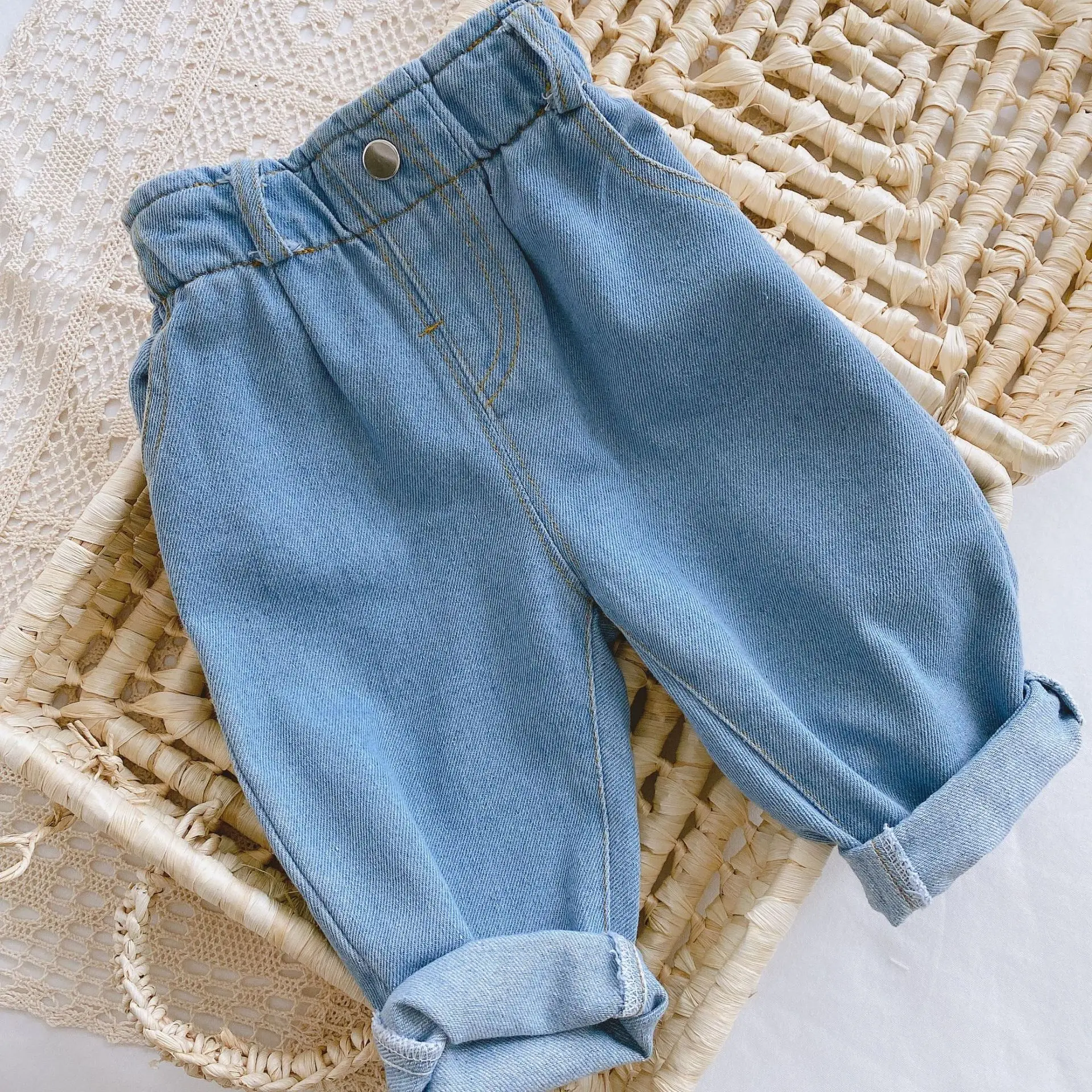 New Cotton Jeans Spring Autumn Baby Girls Boys Jeans Pants High Waist Loose Style Outwear Jeans Children\'s Clothing 0-4Y