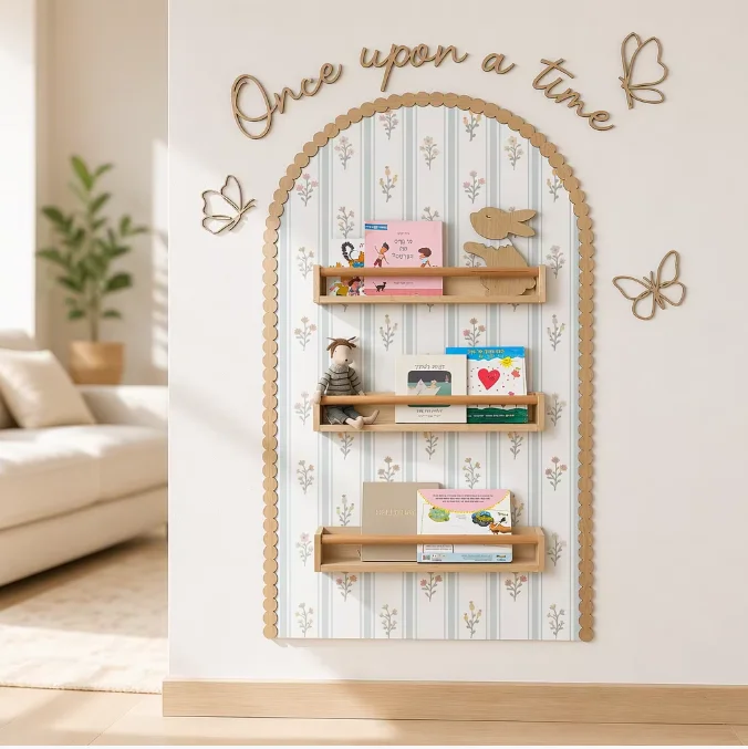 Butterflies Wooden Sign Boho Nursery Decor Kids Room Wall Art Girls Wall Decore Wooden Frame Scalloped Arch Trim 90X150 Cm