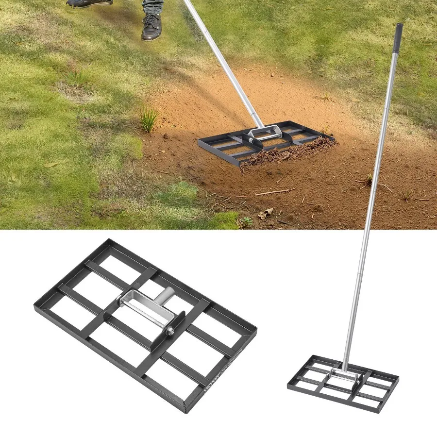 

Lawn Leveling Rake Lawn Leveler with 78 in Handle 17x10 in Ground Plate RustResistant Carbon Steel Soil Leveler 5 Heights Adjus