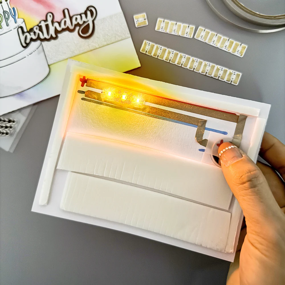 カラフルな LED 回路ステッカー赤、青、緑、黄、ピンクとアニミングレインボーブリンクライトクラフトキットライトアップカード作成用
