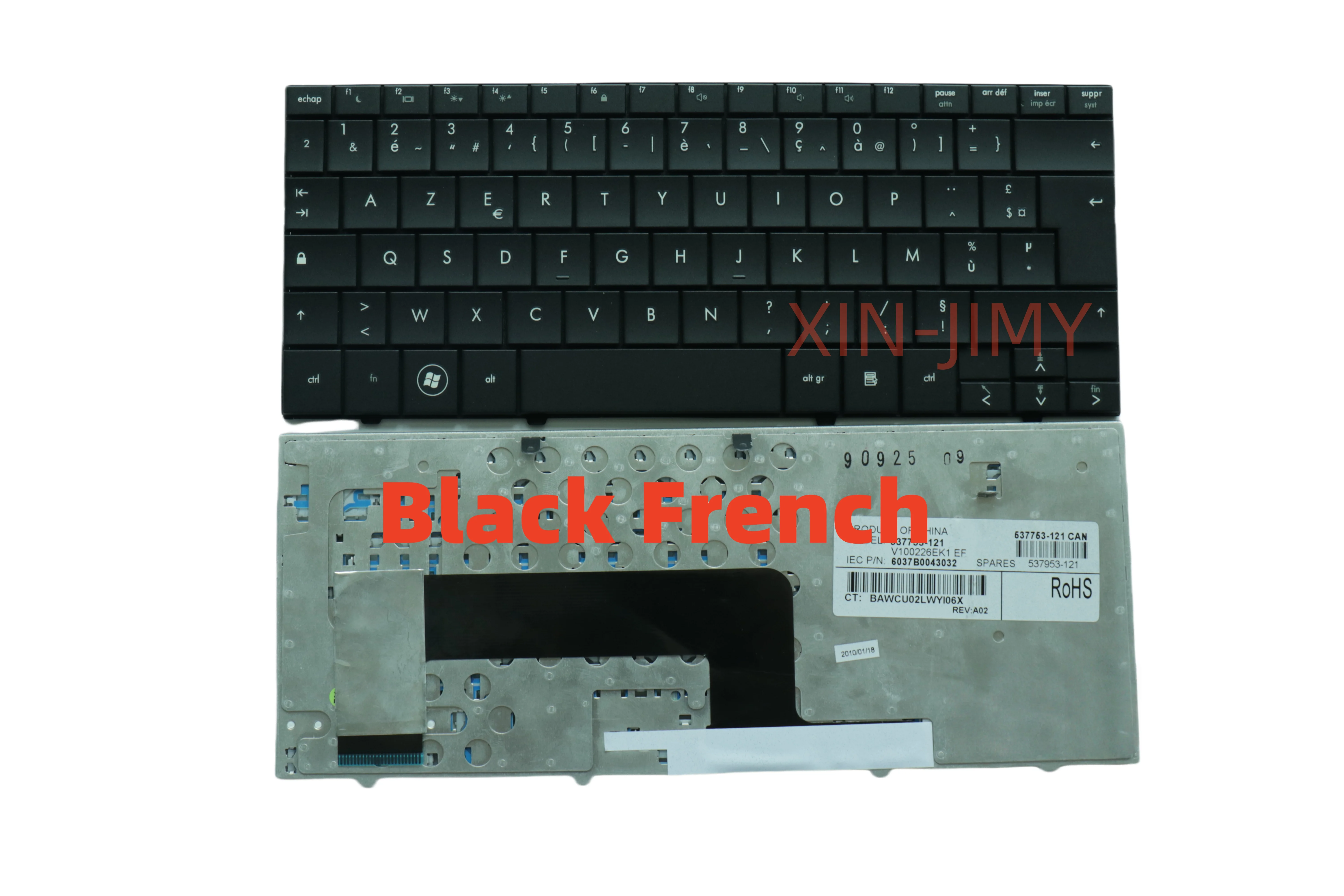 Teclado francês para laptop HP Compaq Mini110 Mini 110 110-1000 Mini 102 Presario CQ10-100 Fr Preto sem retroiluminação