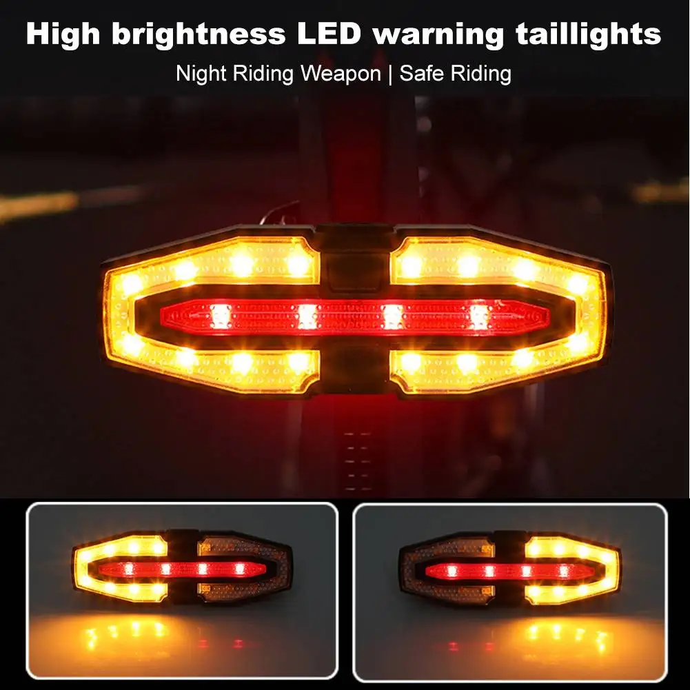 

Rechargeable Bike Tail Light with Turn Signals Cycling Back Light Wireless Remote Control Warning Cycling Light for Night Riding