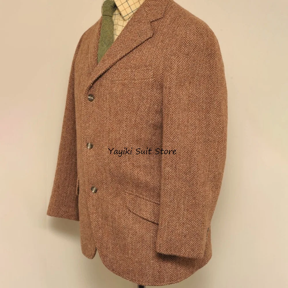 

Модные мужские пиджаки из ткани «елочка», городские пиджаки, рабочая одежда, однобортное мужское социальное пальто, повседневное пальто с зубчатыми лацканами