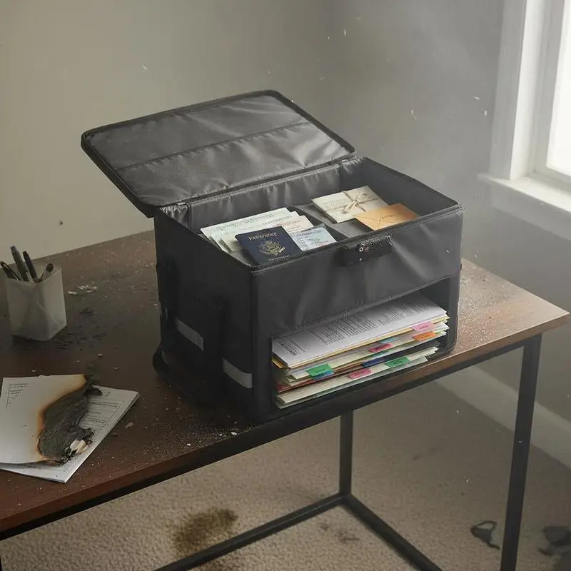 

Free Shipping-Fire Safe File Chest 15x11x4 Inches For Passport Birth Certificate Legal Document Organization, Dual Layer Compart