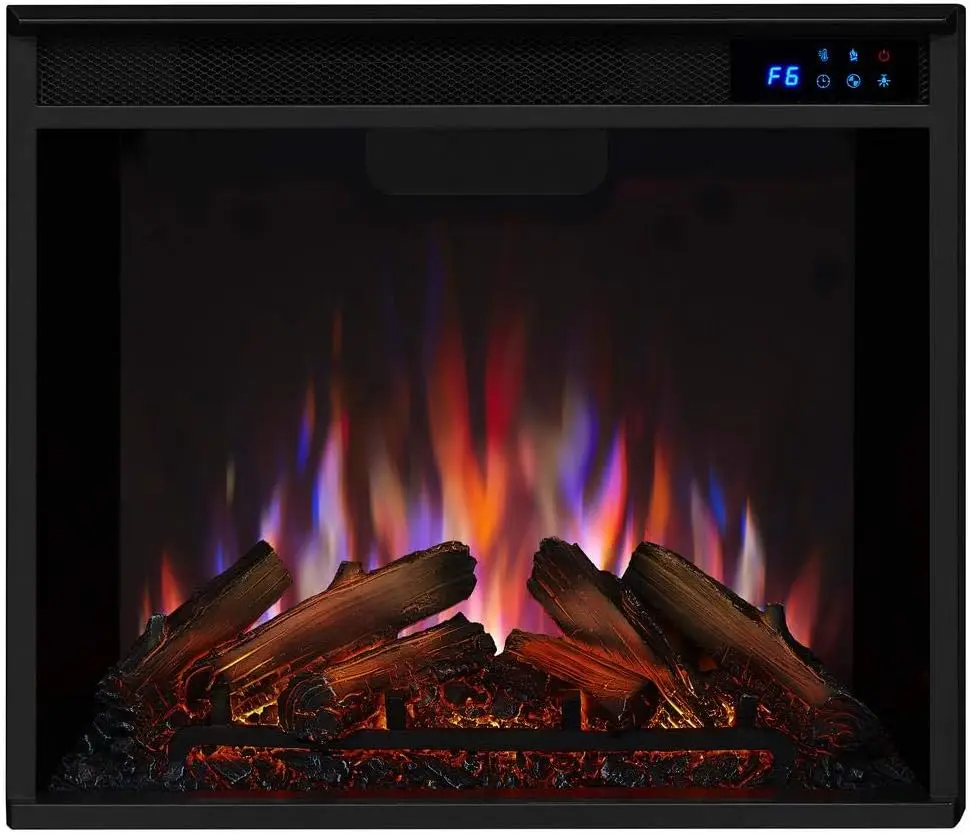 Real Flame Replaceable Electric Fireplace Heater Insert, Multi Flame Colors, Multi Brightness Levels, Adjustable Thermostat,