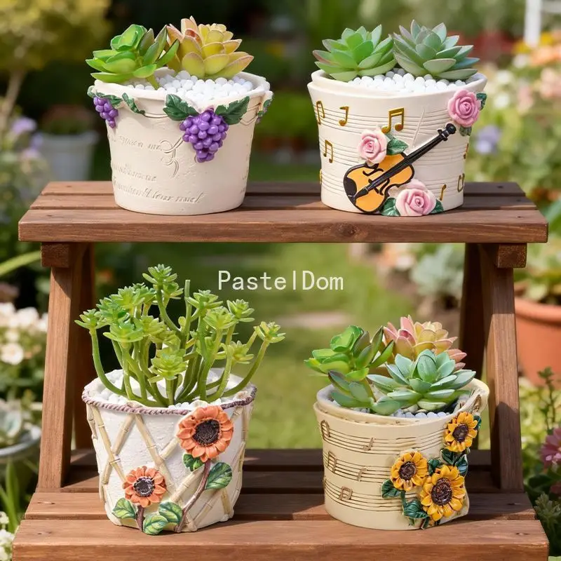 Cute Cartoon Succulent Pot, Fun Pastoral Small Potted Planter, Desktop Balcony Decoration for Kindergarten Plant Corner