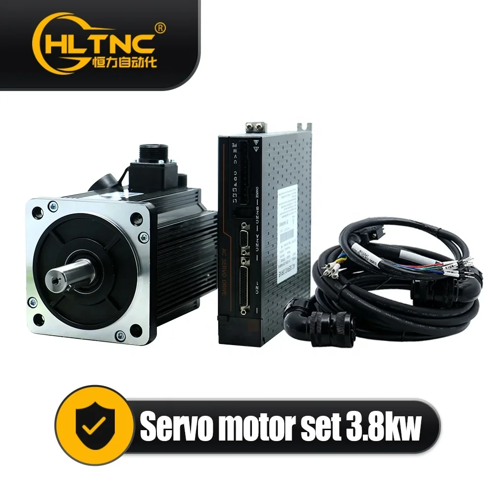 HLTNC 3.8KW Nema 52 220V 130ST M15025 15NM 130ST AC Servo Motor With RS485 T3DF Servo Driver