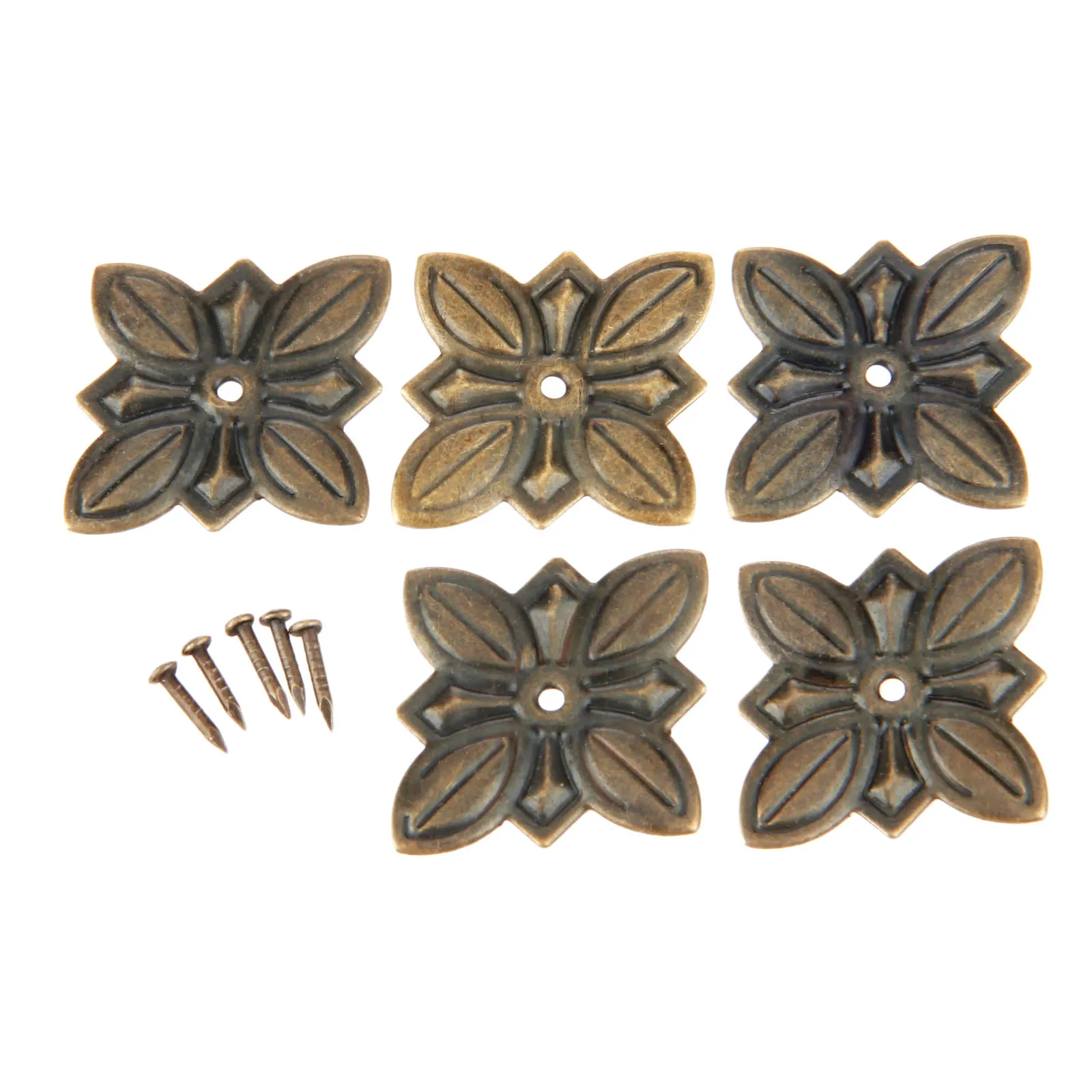 DRELD 50Pcs Antique Bronze Furniture Upholstery Nail Tachas Jewelry Gift Case Box Door Sofa Decorative Tack Stud Pushpin 30*27mm