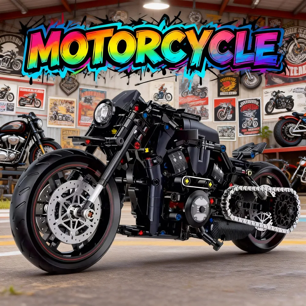 

New 1:8 Night Racer Motorbike Building Blocks Sets MOC Bricks Motorcycle Model Christmas Gifts for Boys Kids Children 623pcs