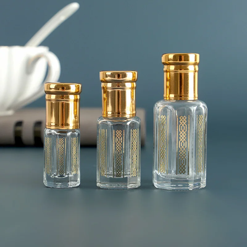 1pcs 3/6/12ml Perfum Bottles Essence Oil Dropper Bottle Massage Oil Essence Bottle Gilding Glass Lipgloss Roll-on Bottles