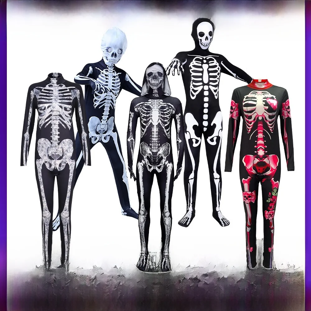 

loween Women's Skeleton Cosplay Jumpsuit Performance Costume Death God Stage Tight Clothes Cross-Border Festival Dr
