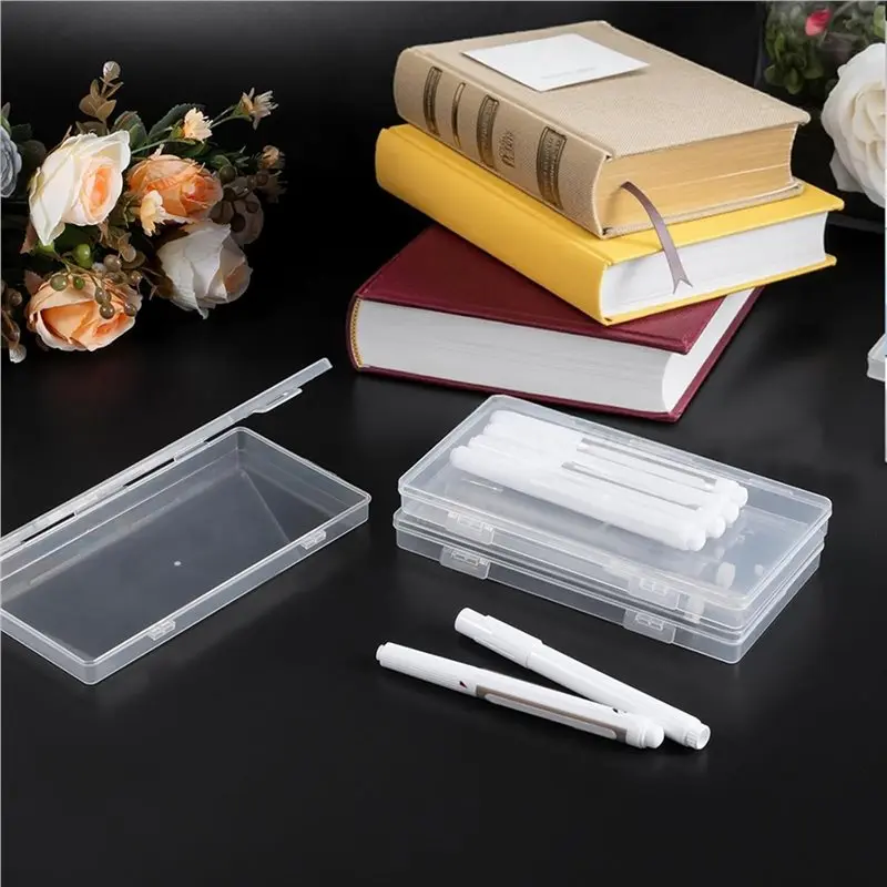 ABIT 6 عبوات من صندوق حاويات تخزين بلاستيكي صغير شفاف، علبة تنظيم فارغة مستطيلة صغيرة مع غطاء مفصلي لجمع الخرزة #6