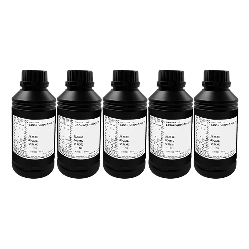 500ML Leather INK TX800 UV ink XP600 DX5 DX7 i3200 LED UV Ink soft Curable Varnish for Printhead Artificial Leather PU yoga mat