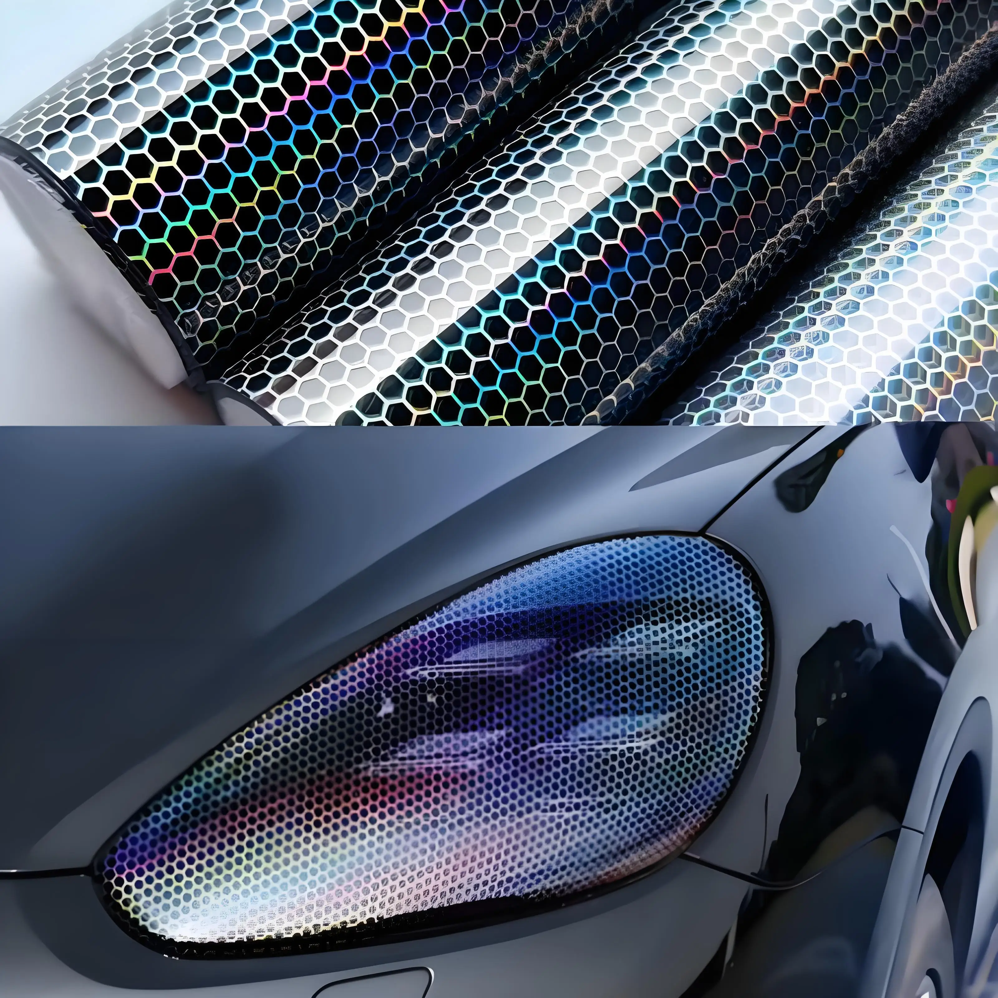 

100cmx30cm Honeycomb Colorful Car Headlights Fog Lights Taillights Car Accessories Stickers Waterproof Stickers Car Accessories