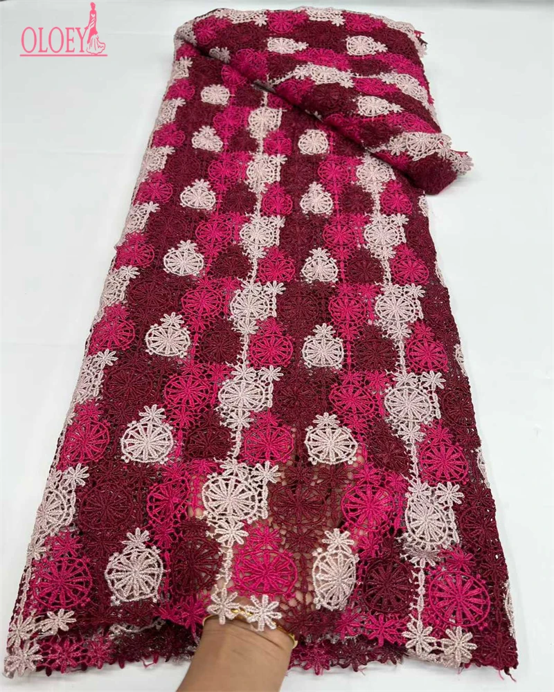 

OLOEY Высококачественная африканская гипюровая кружевная ткань, мягкий шнур, вышивка, водорастворимая для изготовления платьев, модный французский стиль от Ниге