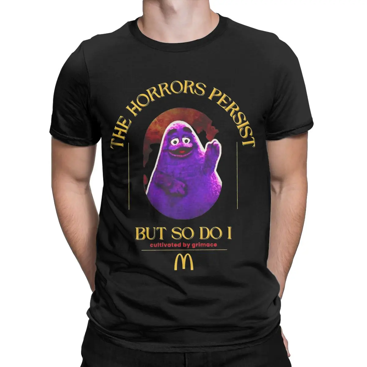 Men Grimace The Horrors Persist But So Do I T Shirts Cotton Clothes Funny Short Sleeve Round Neck Tees Gift T-Shirts