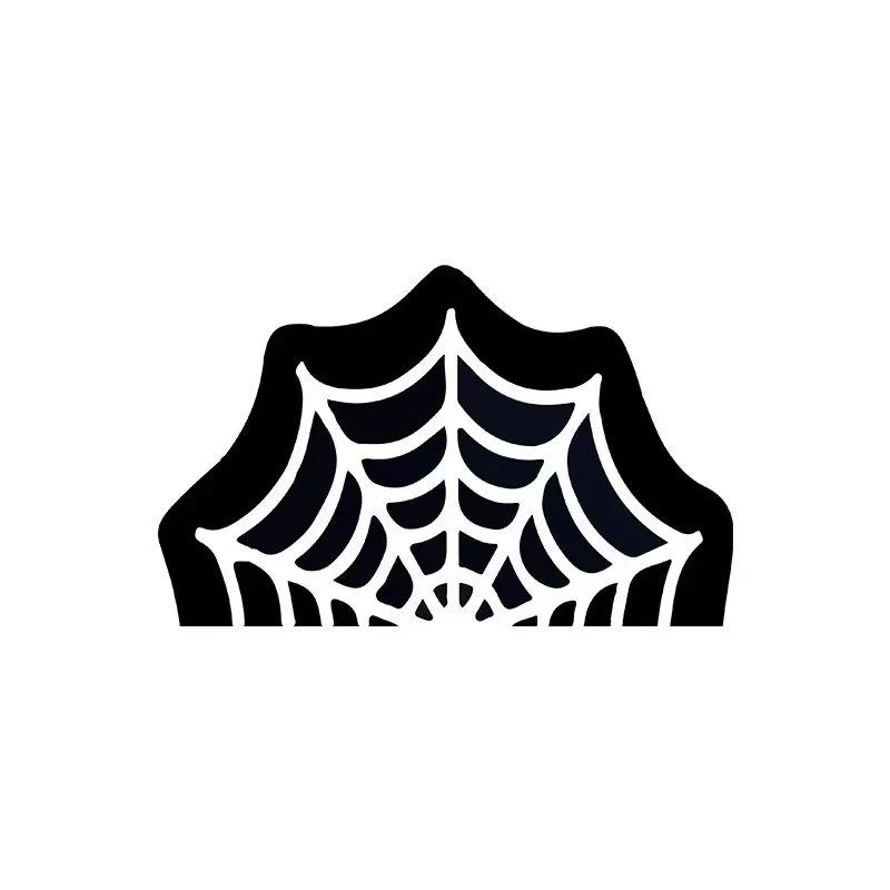 VIKAMA Spider Web Irregular Shaped Floor Mat Black White Cobweb Pattern Non Slip Fluffy Halloween Entryway Decor Rug
