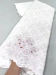 Nigerian Tulle Lace Fabric for Sewing Wedding Dress Chiffon Party Guipure High Quality Embroidery Cotton 5Yard XL026