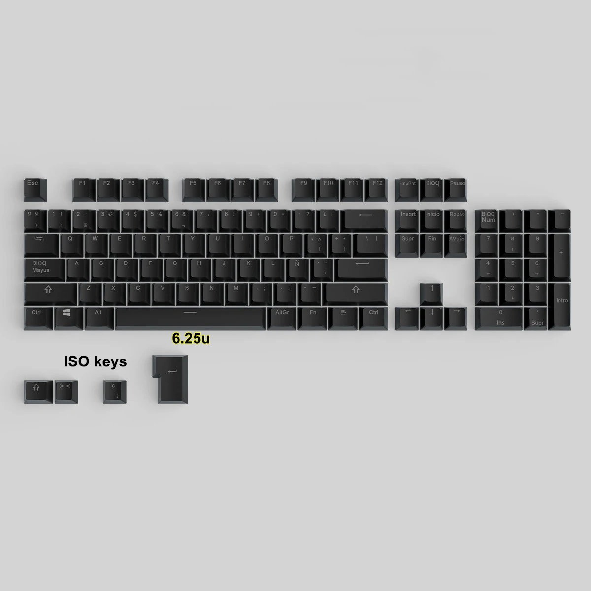Spanish Keycaps For Mechanical Keyboard Compatible With MX Switches Double Shot Support Led Lighting Keycaps OEM Profile