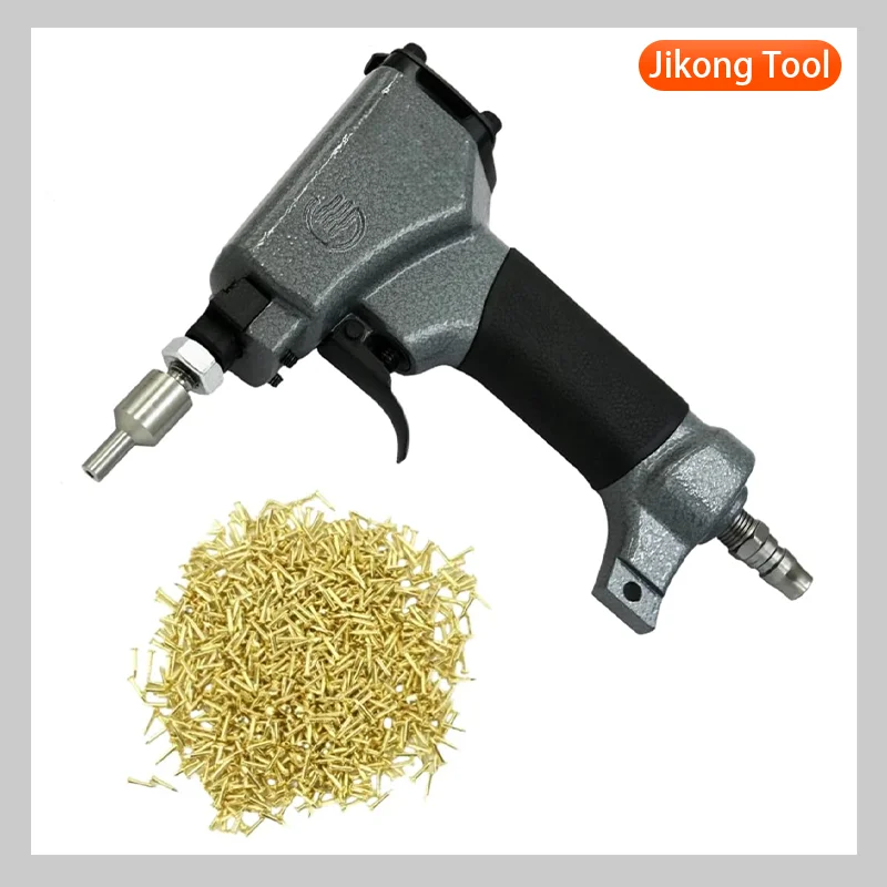 

Pneumatic Decorative Nail Gun, 3mm Head Tip Air Powered Tack Gun with Assorted Size Nails for Upholstery, Leather, Woodworking
