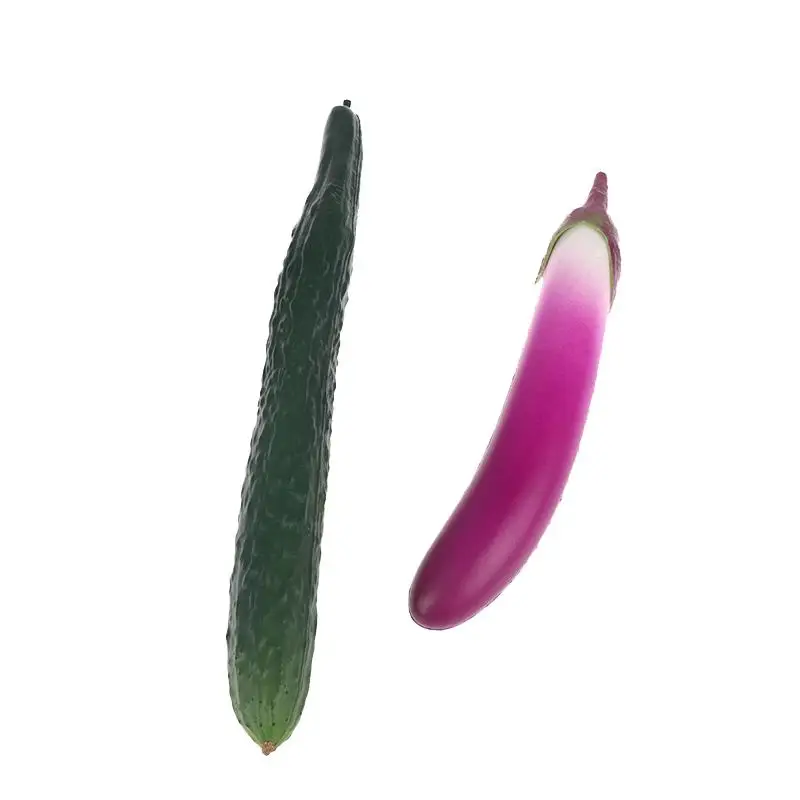 ~Realistic Simulation Vegetables Ornament Soft And Safe Rtificial Fake Aubergine Cucumber Display Replicas For Photography Props
