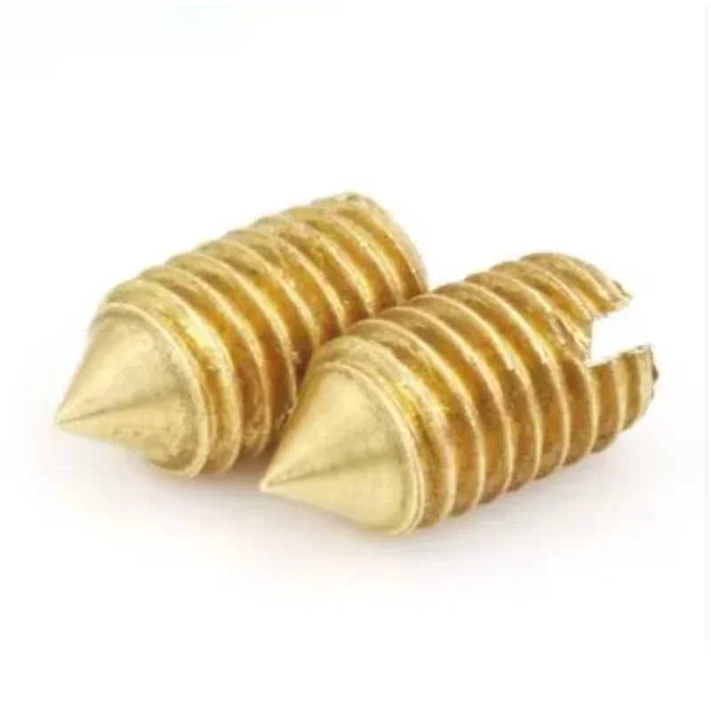 

vwCNoKKk 8pcs M5 brass tip screws bolt slotted tips tightening machine meter headless stop screw bolts 6mm-16mm length