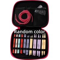 10-Piece Set PU Bag Knitting Tools Interchangeable Sweater Needle with Plastic ABS Remove Ring & Cycle Rope Needle for Knitters