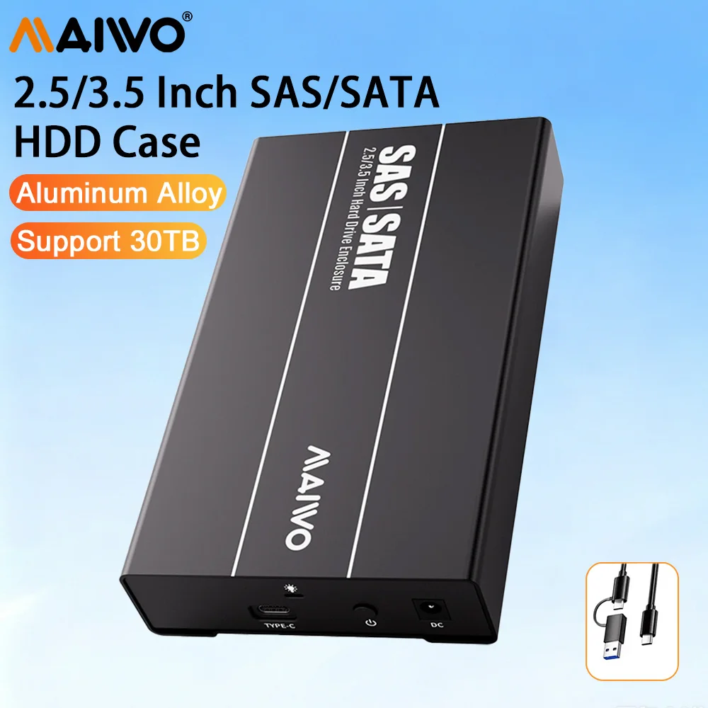 MAIWO 2.5/3.5 Inch SAS/SATA Hard Drive External Case Suppers 6Gbps/12Gbps SAS Drives for 2.5'' 3.5'' SATA/SAS Disk HDD SSD