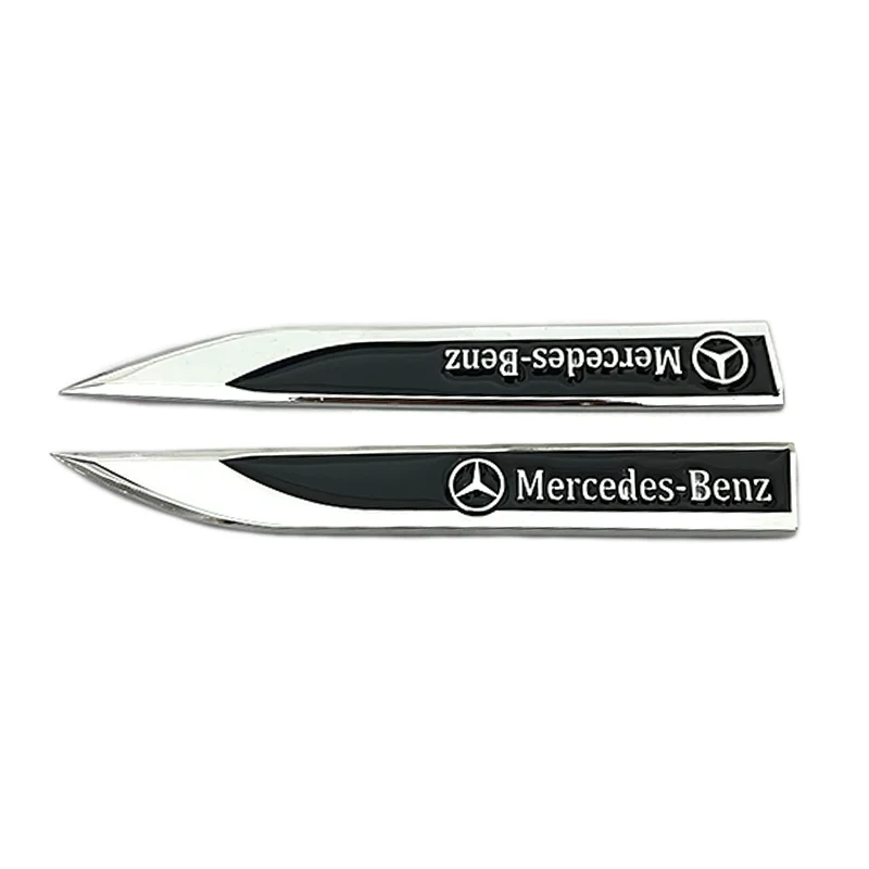 2pcs 3D Metal For Mercedes Benz Car Rear Trunk Sticker Fender Side W202 W220 W213 W210 W164 A180 A200 B180 B200 E200 Logo Emblem